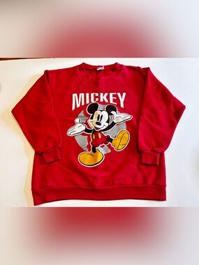 Vintage 90s Disney Mickey Mouse Mickey And Co Red Crewneck Sweatshirt Kids Youth